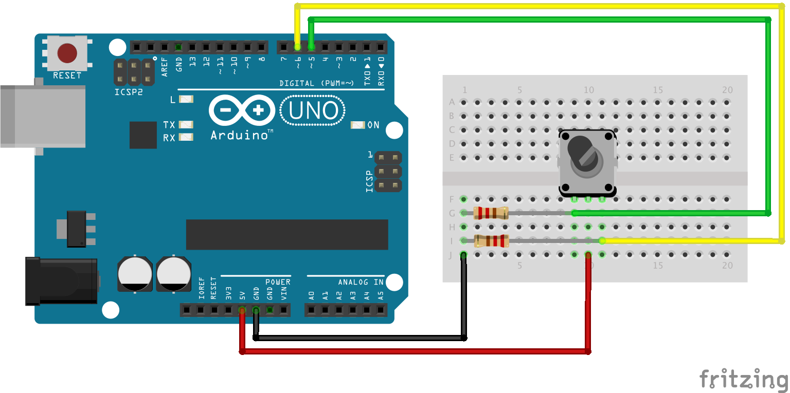 Rotary encoder connection (board view)