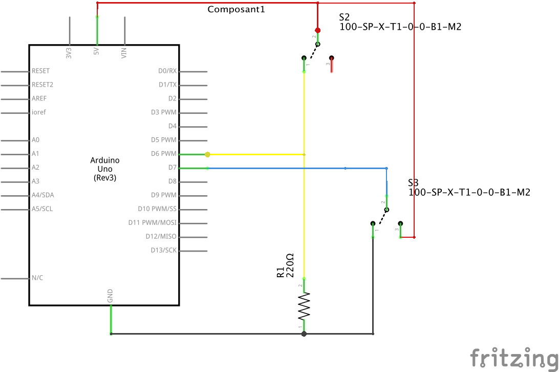 2 positions toggle switch connection (sketch view)